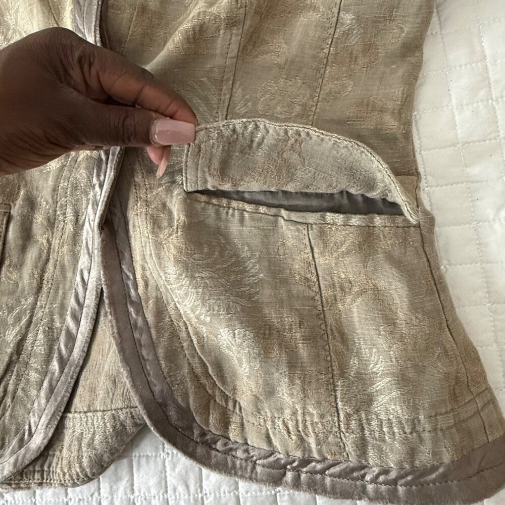 Tandem Womens Beige Floral Patterned Linen-Blend Blazer Jacket Size 34 - Picture 10 of 13